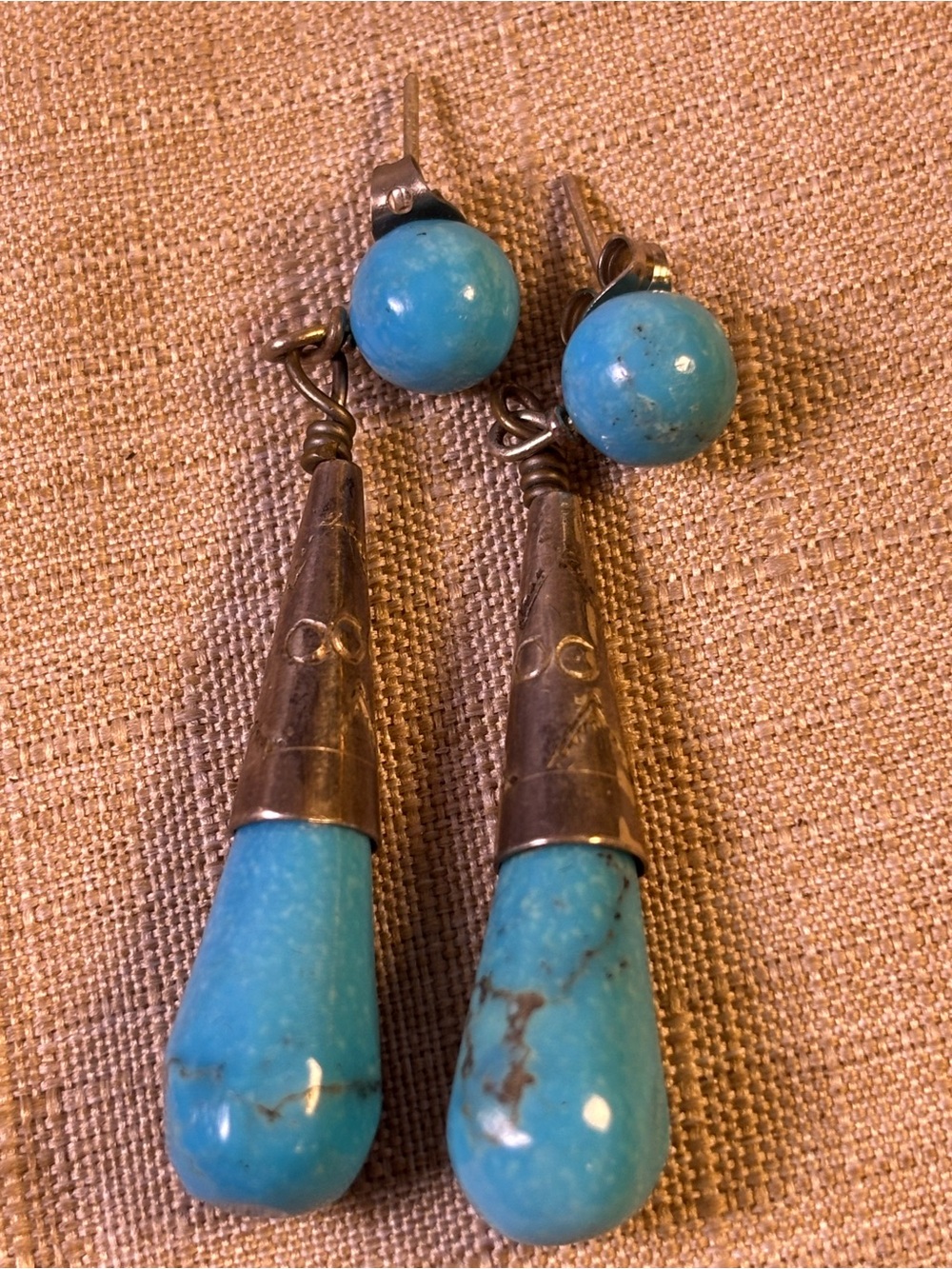 Turquoise Teardrop Dangle Earrings - Blue